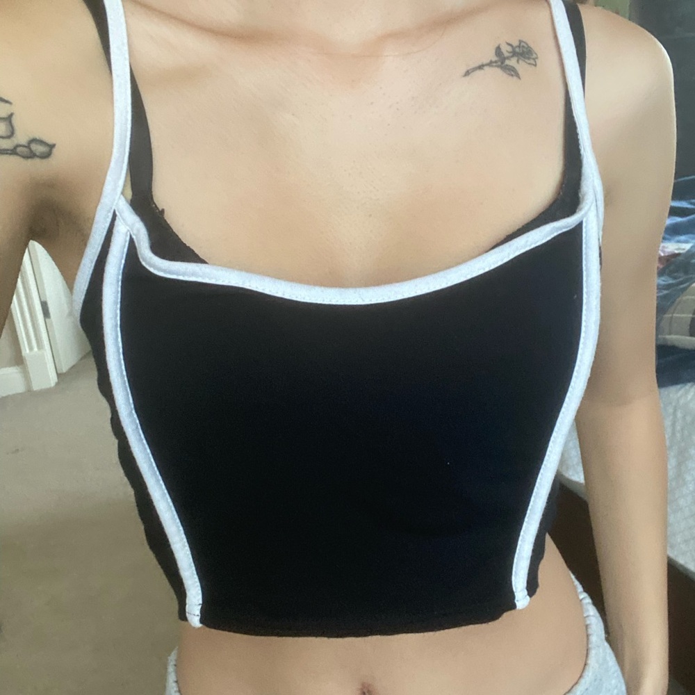 Plt Black and white cami crop tank top